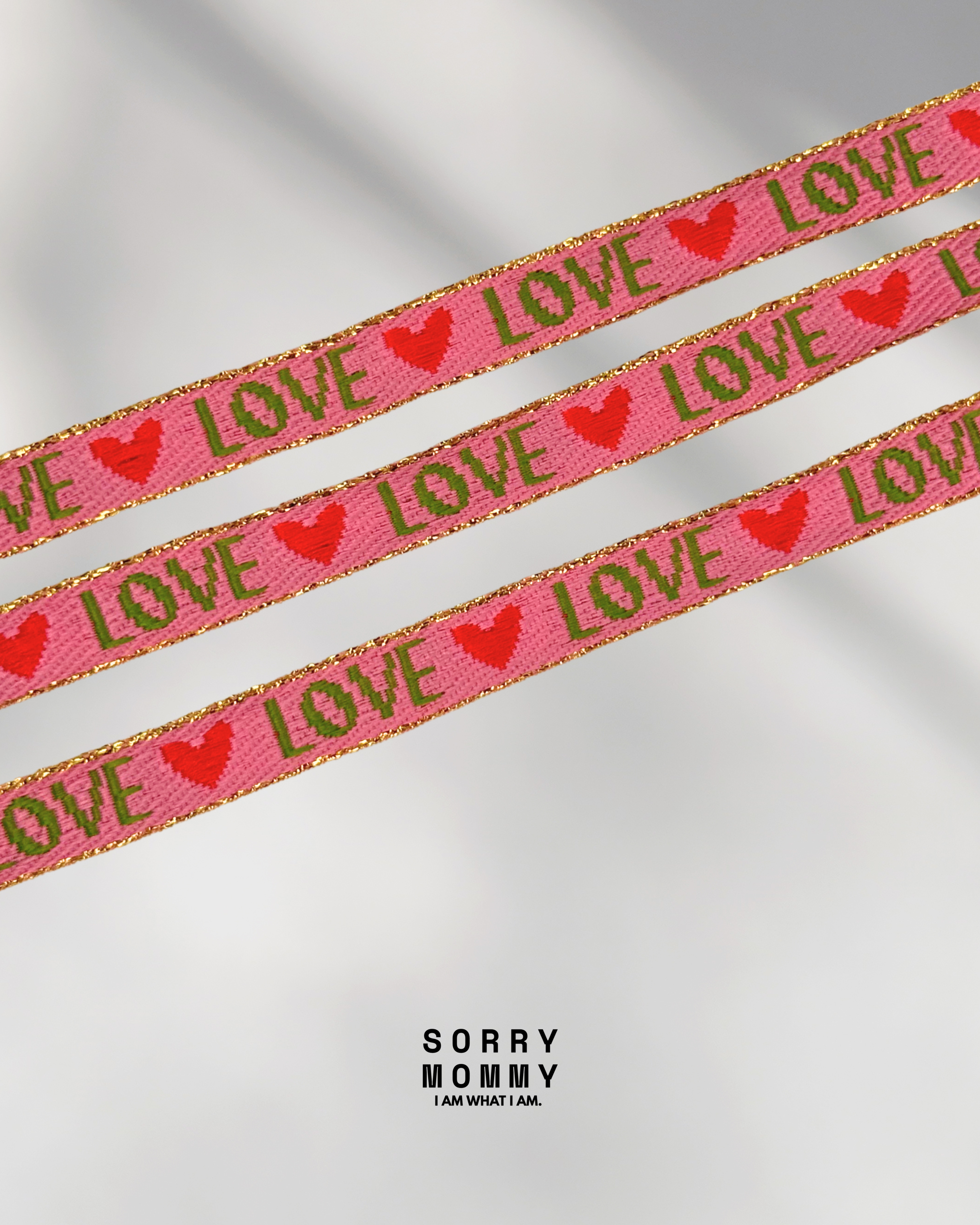 BRACELET RUBAN | Love (rose & vert)